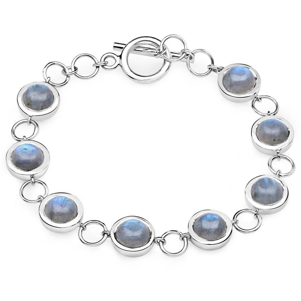 Pulsera de plata de ley .925 con labradorita genuina de 15,48 quilates
