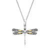18k Yellow Gold and Sterling Silver Pendant in a Dragonfly Design