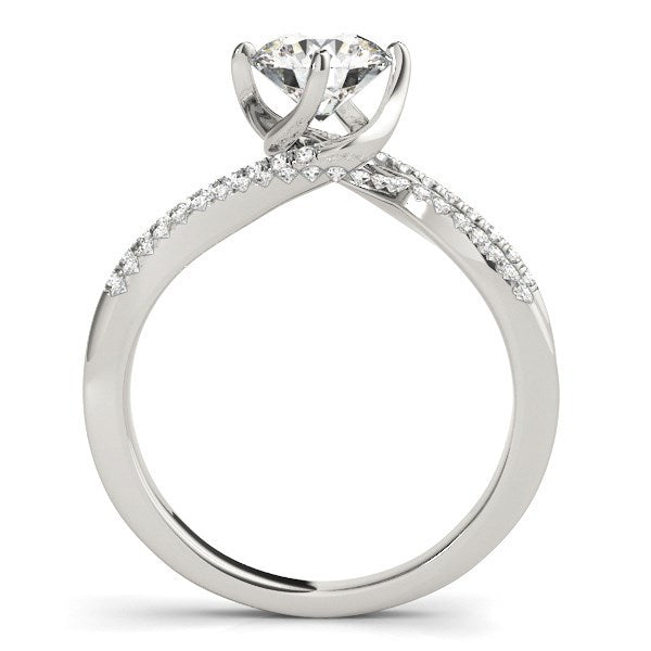 Anillo de compromiso de oro blanco de 14 quilates con diseño de espiral y diamantes en puntas (1 1/8 quilates en total)