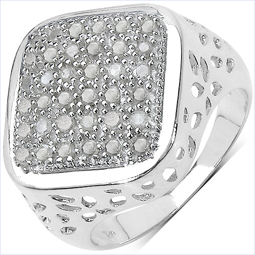 0.54 Carat Genuine White Diamond .925 Sterling Silver Ring