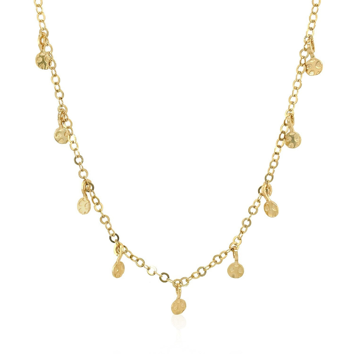 Gargantilla con cuentas martilladas en oro amarillo de 14k