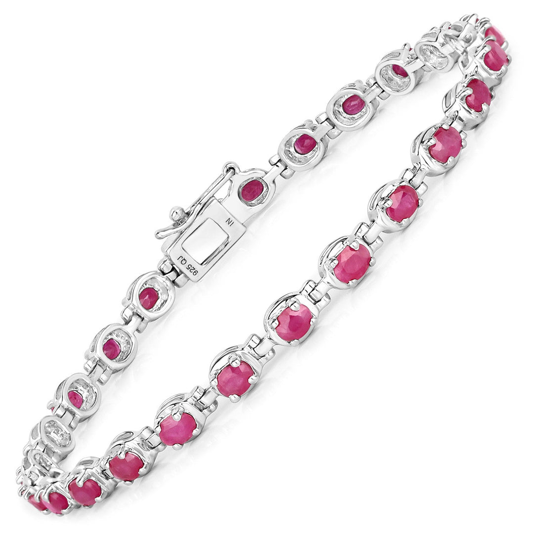 Pulsera de plata de ley .925 con rubí genuino de 5,50 quilates
