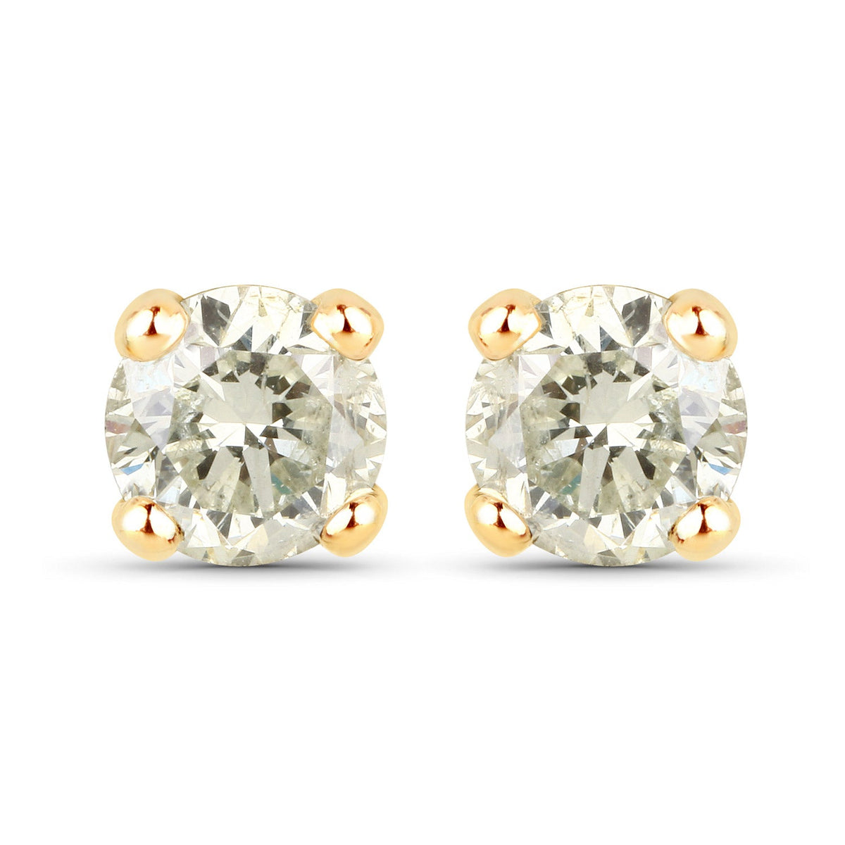 Pendientes de oro amarillo de 14 quilates con diamante LB genuino de 0,86 quilates