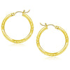 14k Yellow Gold Diamond Cut Hoop Earrings (25mm)