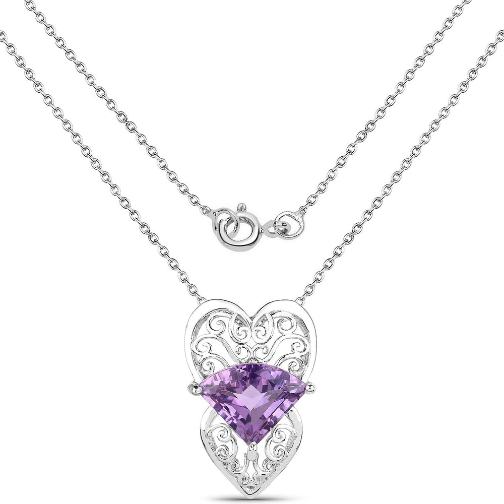 5.80 Carat Genuine Amethyst .925 Sterling Silver Pendant