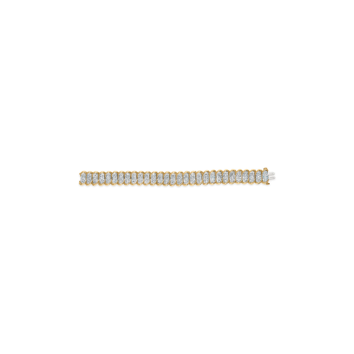 Pulsera de eslabones clásica con diamantes pavé de oro amarillo de 10 K y 4,00 Cttw de 7" (color I-J, claridad I2-I3)