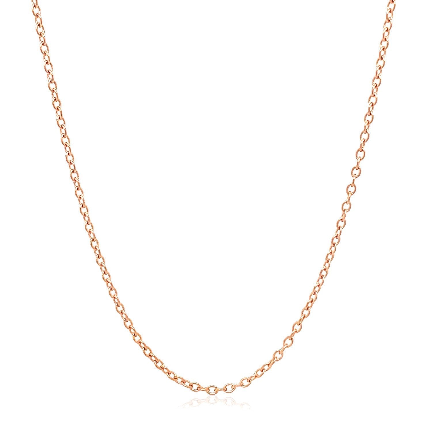 Cadena de eslabones ovalados redondos de oro rosa de 18k de 1.5mm