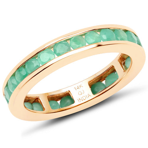 Anillo de Oro Amarillo de 14K con Esmeralda Genuina de 1,43 Quilates
