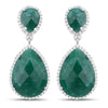 19.42 Carat Dyed Emerald and White Topaz .925 Sterling Silver Earrings