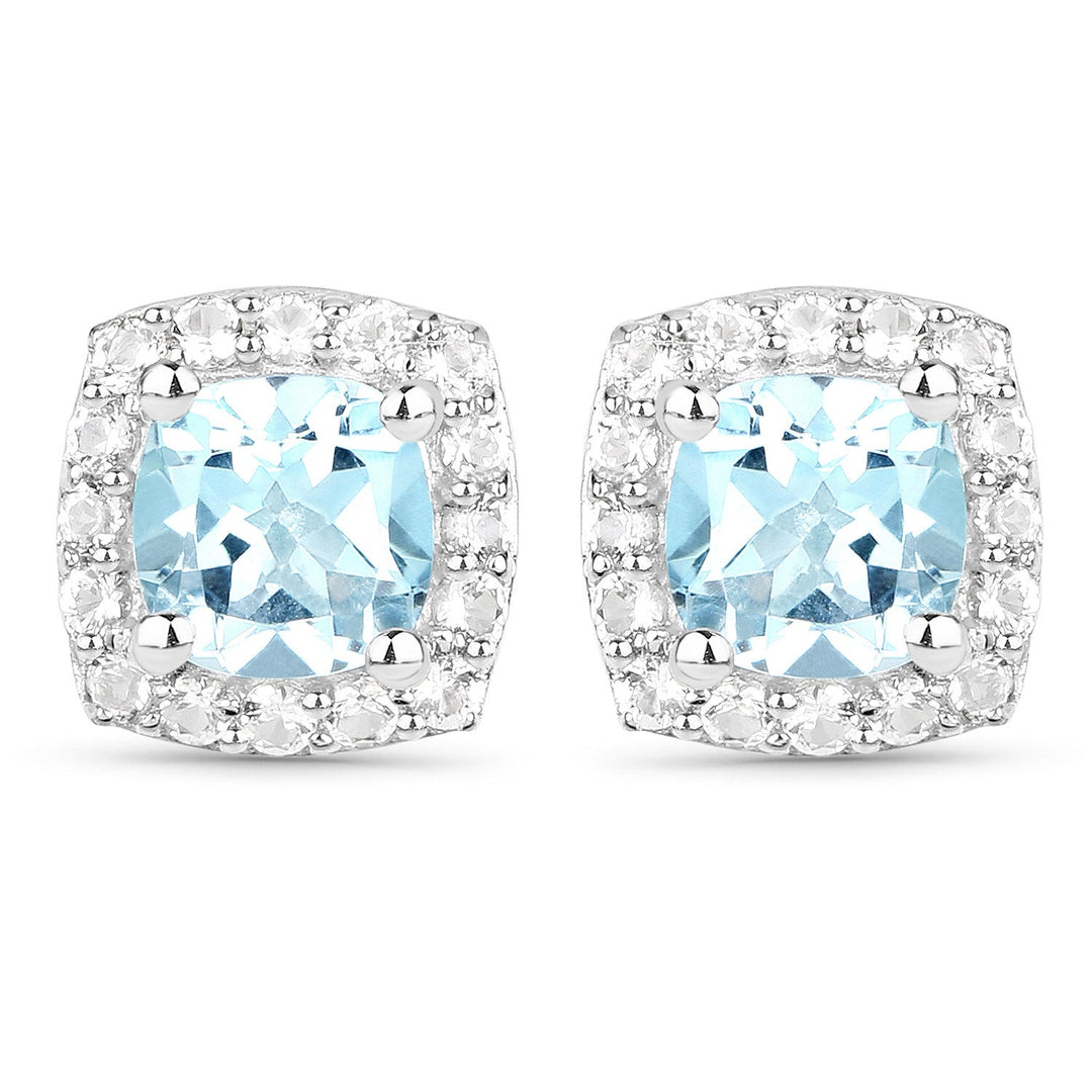 4.62 Carat Genuine Blue Topaz and White Topaz .925 Sterling Silver 3 Piece Jewelry Set (Ring, Earrings, and Pendant w/ Chain)