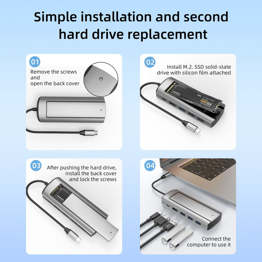 Ultimate 8-in-1 Docking Station with SSD Disk Expansion - High Speed / Large Memory