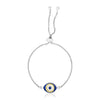 Sterling Silver Adjustable Two Toned Enameled Evil Eye Friendship Bracelet