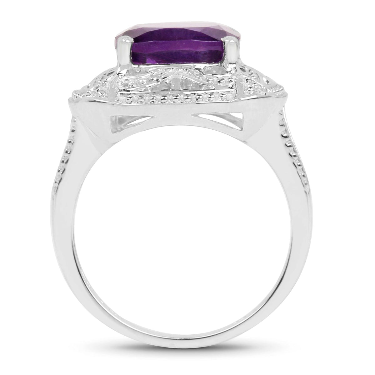 Anillo de plata de ley .925 con amatista genuina de 4.35 quilates