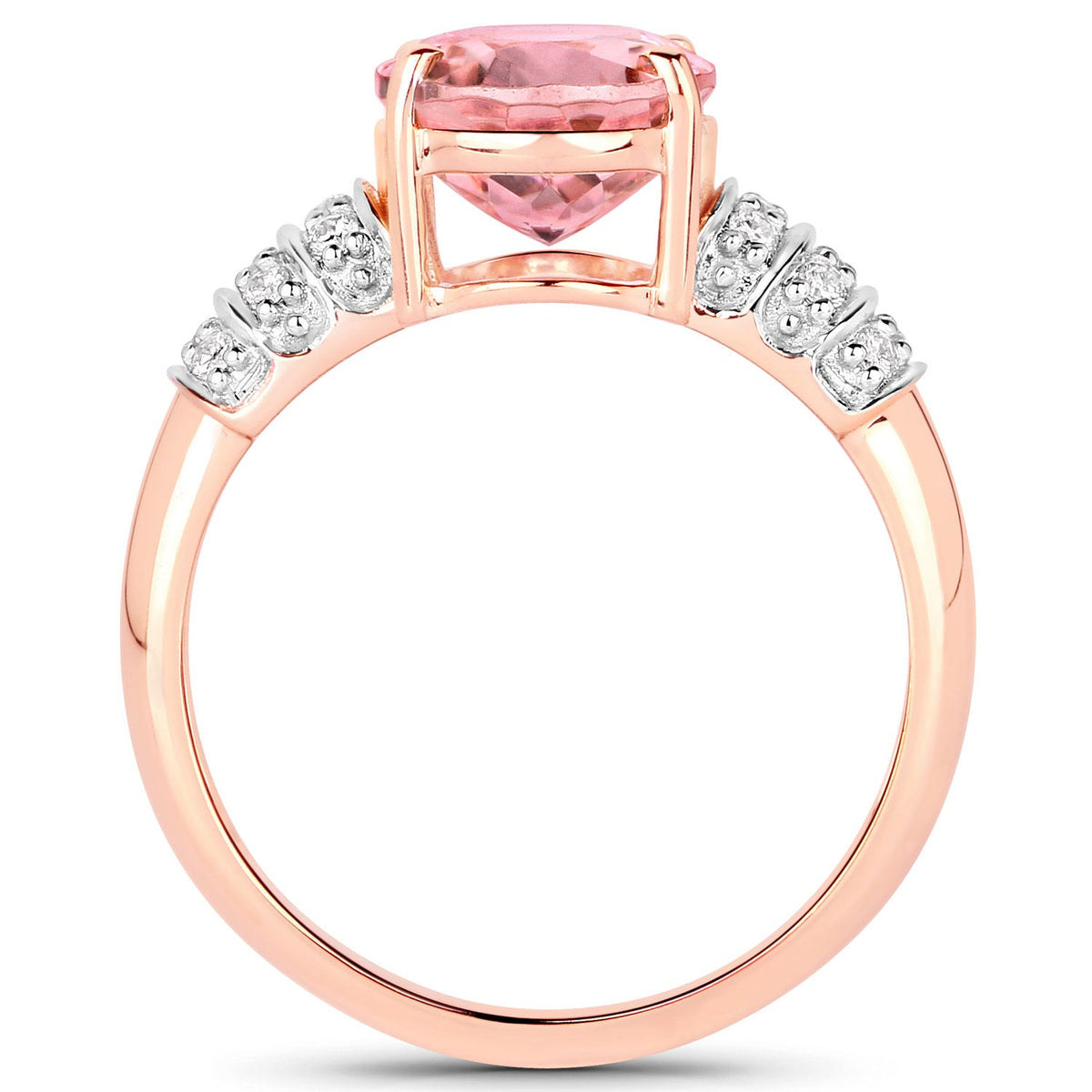 3.11 Carat Genuine Pink Tourmaline and White Diamond 14K Rose Gold Ring - image 2 of 15