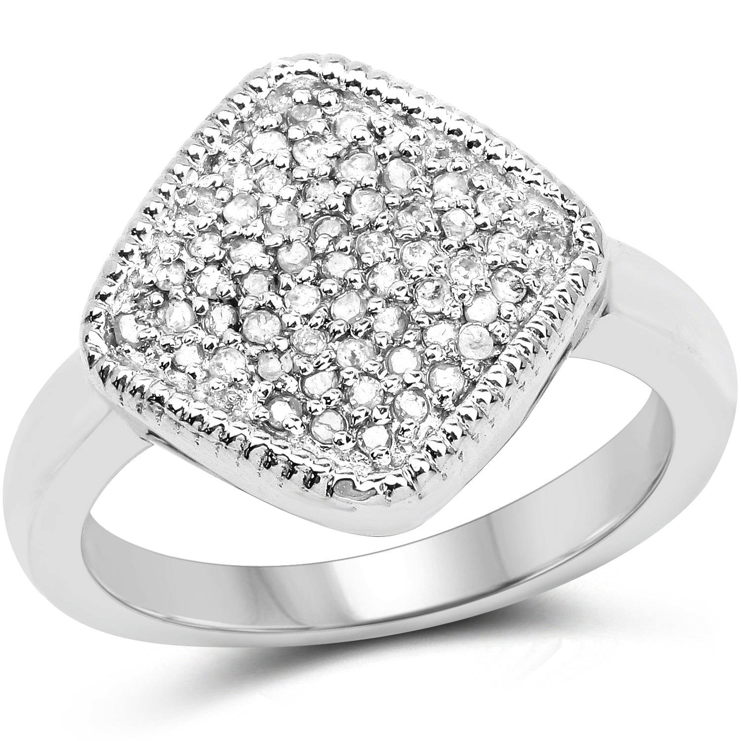 Anillo de plata de ley .925 con diamante blanco auténtico de 0.23 quilates
