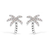 10K White Gold 1/10 Cttw Diamond  Encrusted Palm Tree Stud Earrings (H-I Color, I1-I2 Clarity)