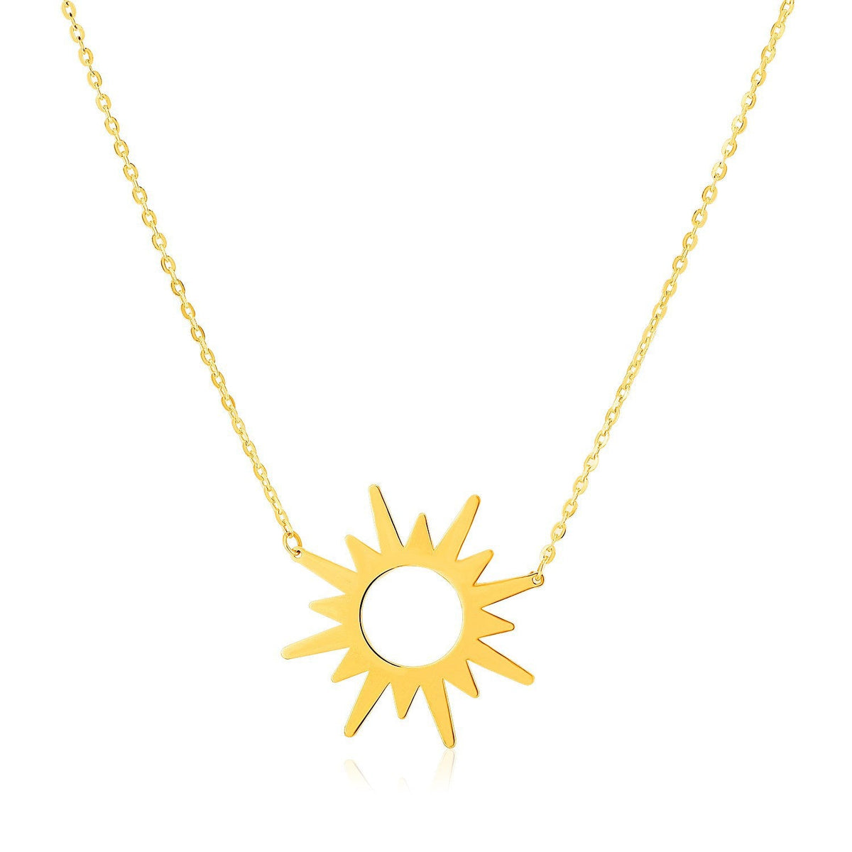 Collar de sol de oro amarillo de 14 quilates