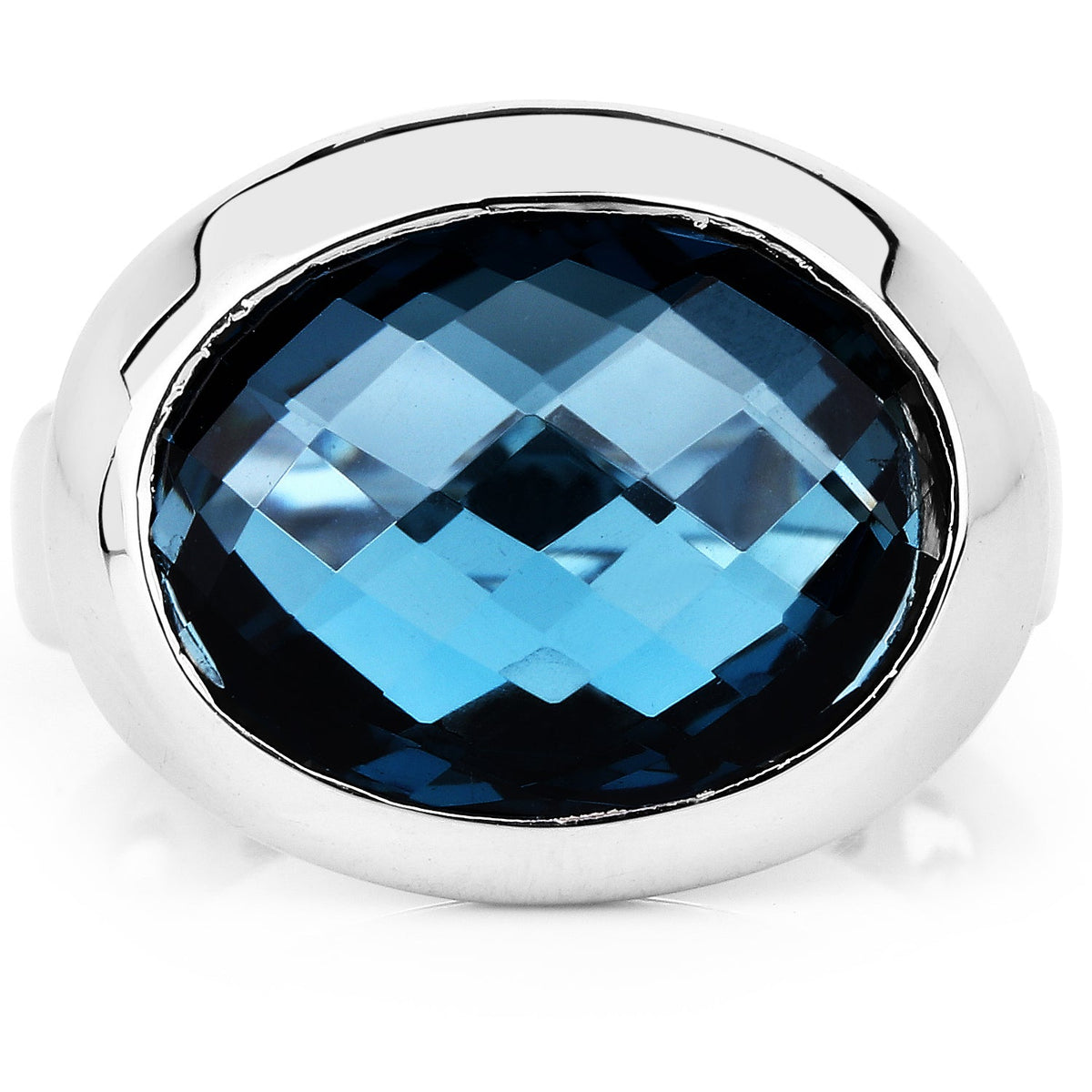 Anillo de plata de ley .925 con topacio azul de Londres genuino de 10.25 quilates