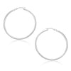 14k White Gold Polished Hoop Earrings (1.5x30mm)