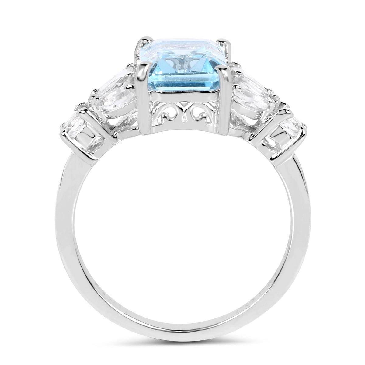 3.38 Carat Genuine Blue Topaz & White Topaz .925 Sterling Silver Ring - imagen 2 de 6