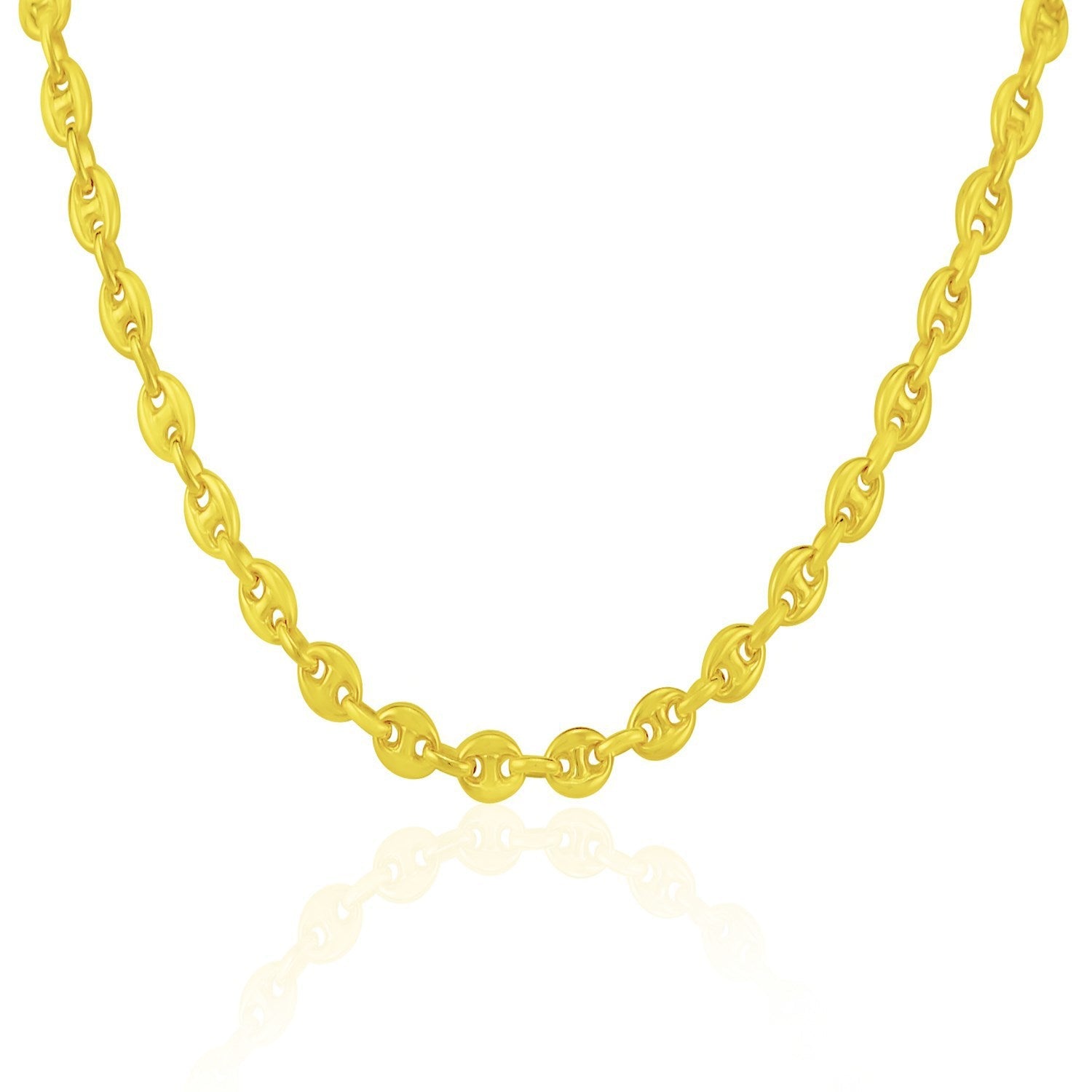 Cadena de eslabones Mariner abombados de oro amarillo de 14k de 4.7mm