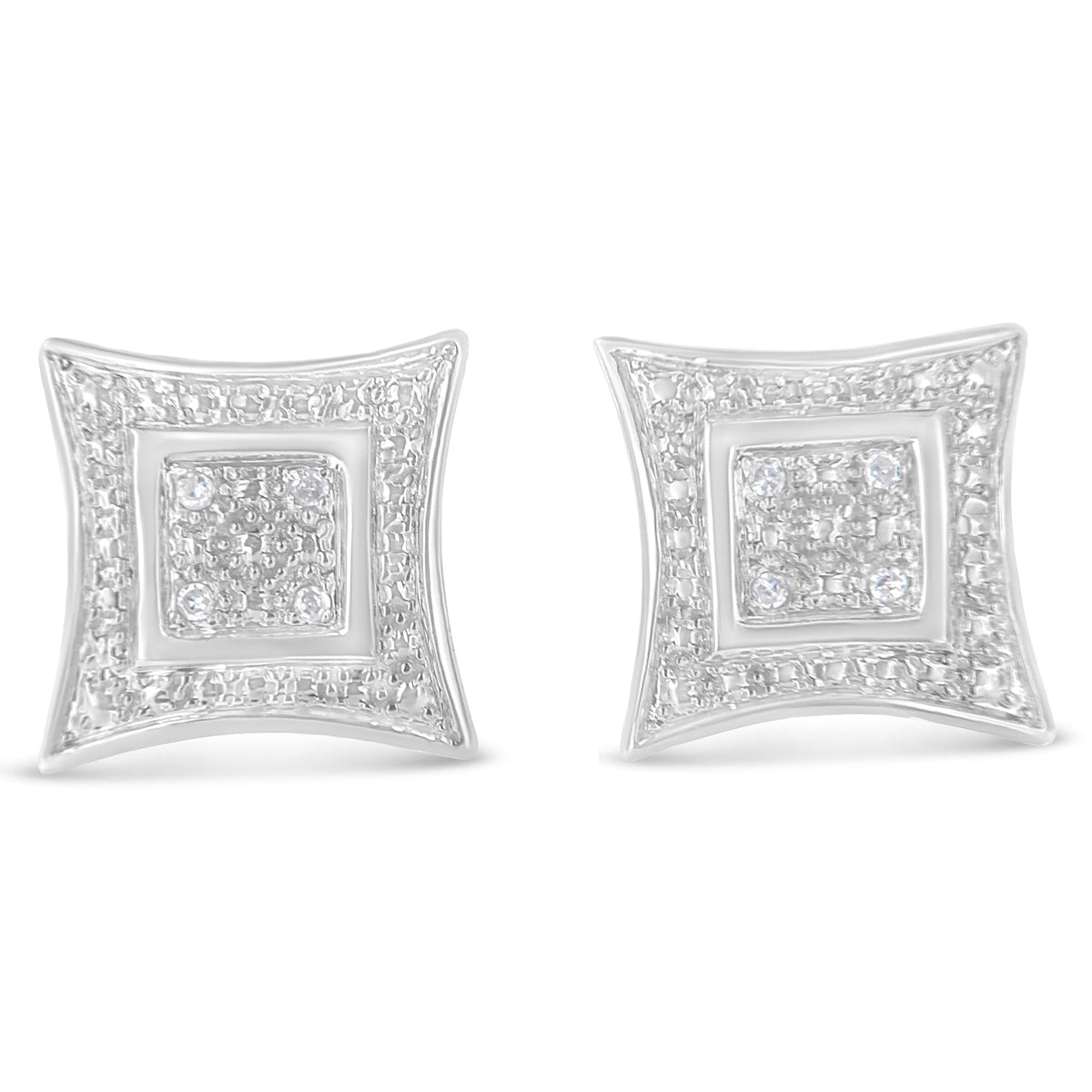 Pendientes con acento de diamante de plata de ley .925 con 4 piedras en forma de estrella de cuatro puntas con halo (Color H-I, Claridad I2-I3)