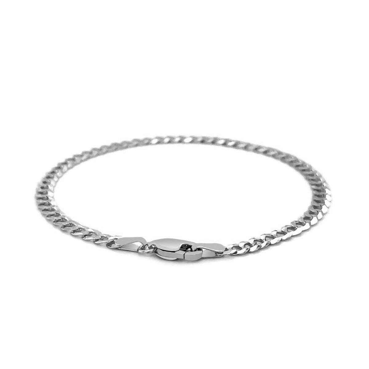 Pulsera de oro blanco macizo de 14k de 3.6mm estilo de cadena cubana