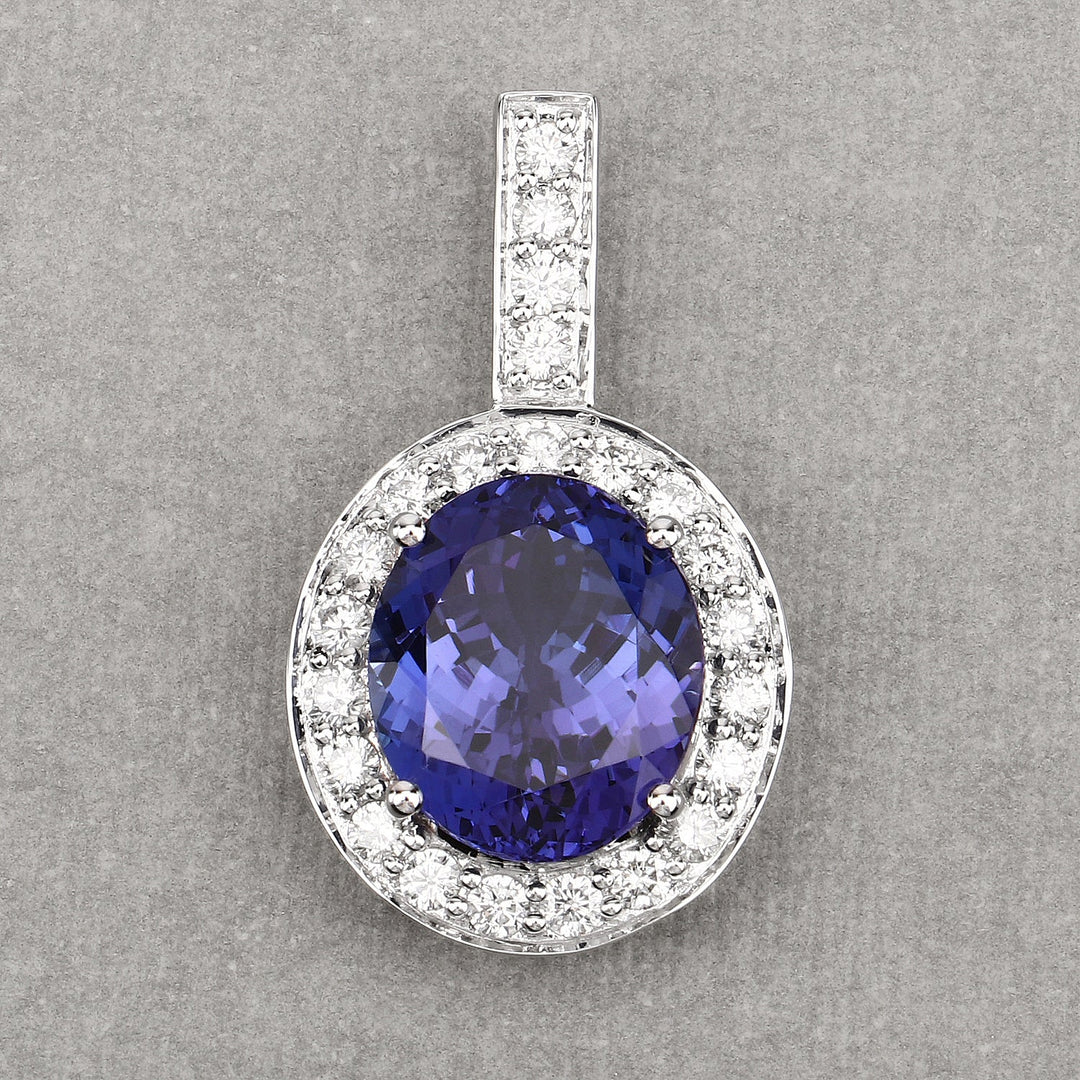 Colgante de oro blanco de 18K con tanzanita auténtica de 10,15 quilates y diamantes blancos
