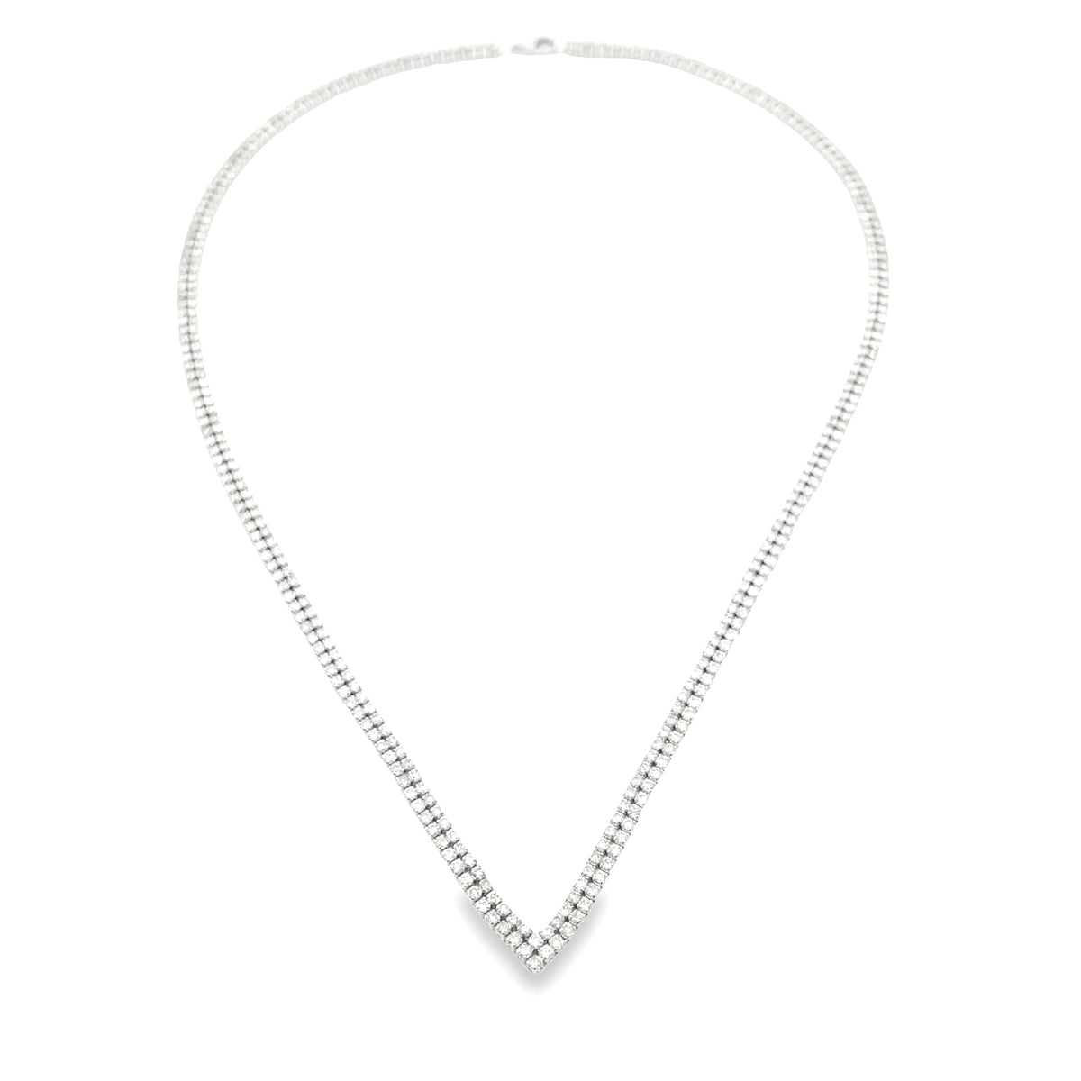 Gargantilla tenis de oro blanco de 14K con diamantes naturales de 7,00 ct