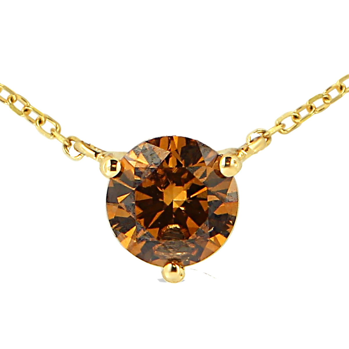 Collar con colgante solitario de oro amarillo de 14 quilates y 0,50 quilates de diamante amarillo cultivado en laboratorio engarzado en forma de martini, 45 cm (color amarillo, claridad VS2-SI1)