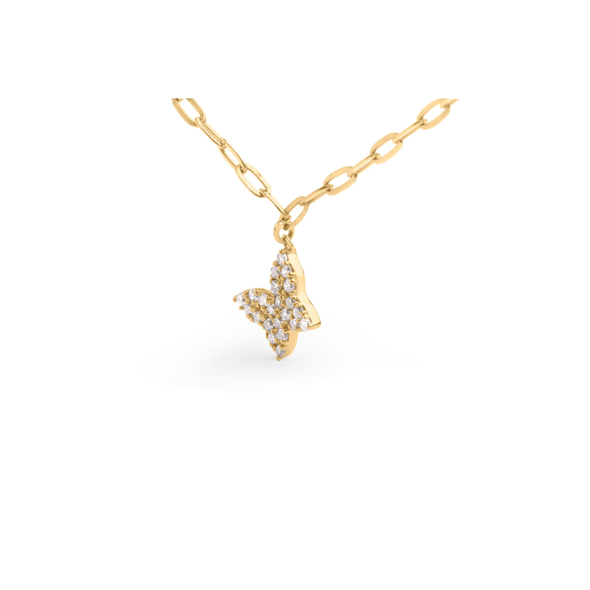 Cadena de oro amarillo de 14 quilates con diamantes de 1/2 quilate en forma de mariposa y clip (color I-J, claridad I1-I2) - Ajustable de 15 a 17 pulgadas