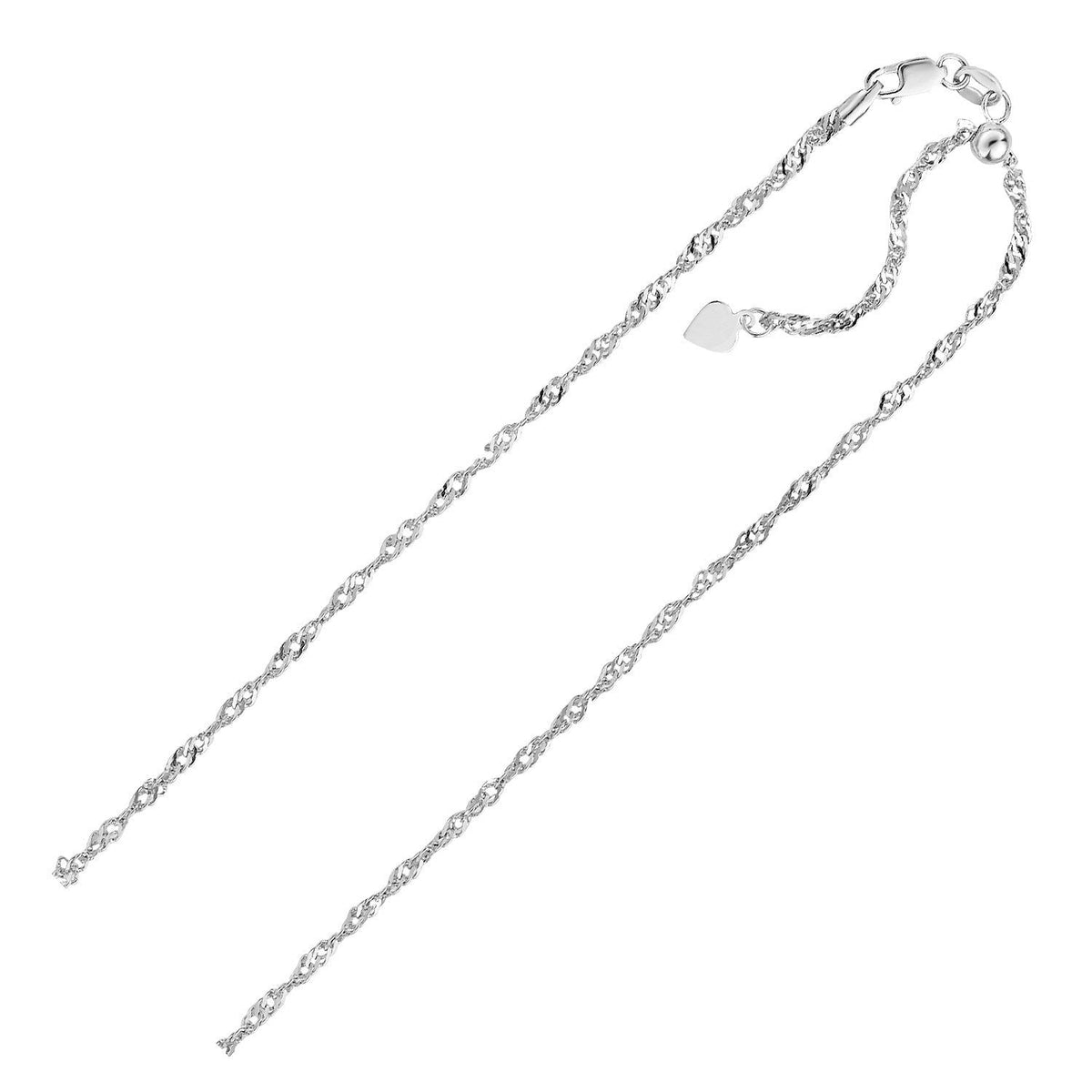 Cadena Singapur ajustable de plata de ley de 1,5 mm