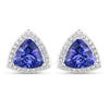 4.62 Carat Genuine Tanzanite and White Diamond 14K White Gold Earrings