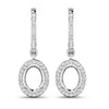 0.32 Carat Genuine White Diamond 14K White Gold Semi Mount Earrings - holds 8x6mm Oval Gemstones