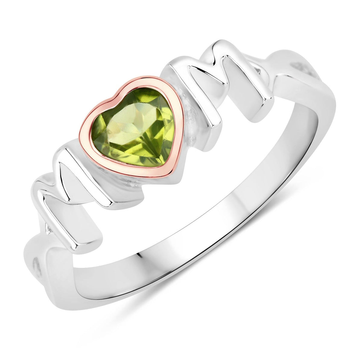 Anillo de plata de ley .925 con peridoto genuino de 0.44 quilates