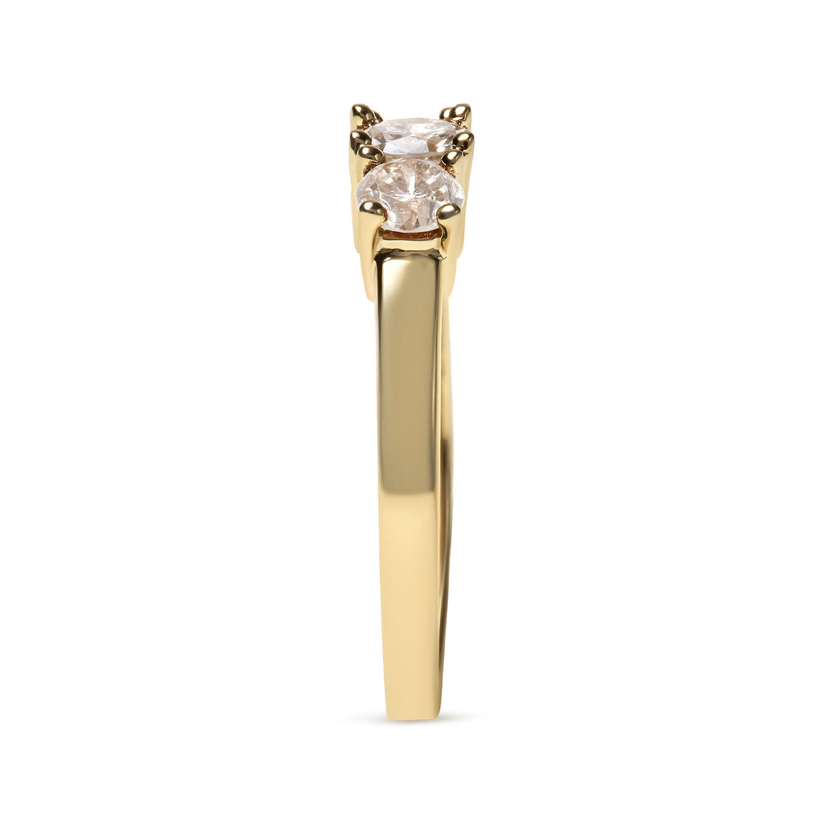 Anillo de banda de 3 piedras de oro amarillo de 10 quilates con diamantes color champán de 1,00 quilates en total (color J-K, claridad I1-I2) - Talla 7