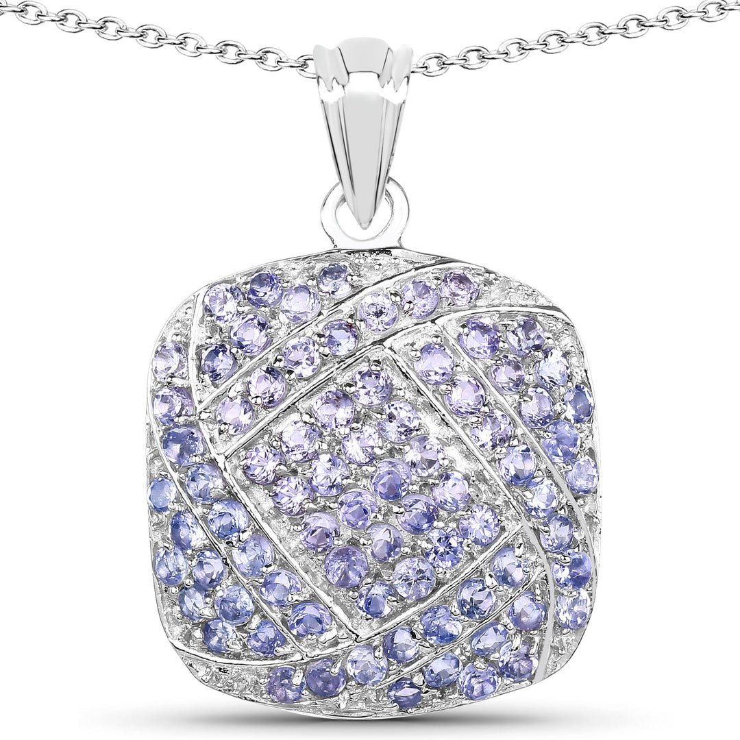 2.73 Carat Genuine Tanzanite .925 Sterling Silver Pendant