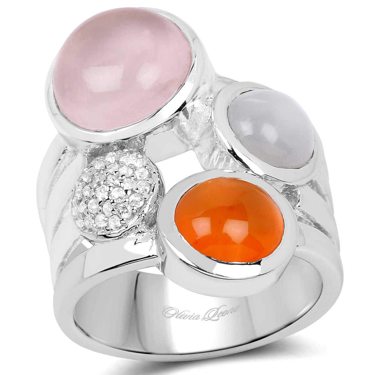 Anillo de Plata de Ley .925 con Piedras Múltiples Genuinas de 5.96 Quilates