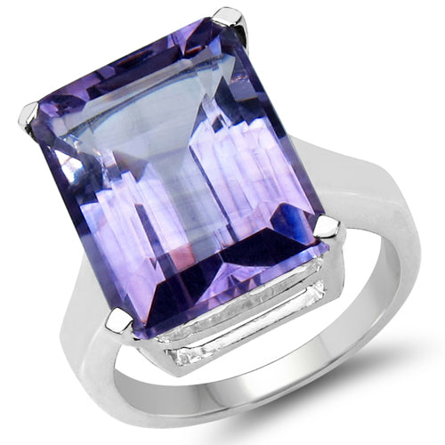 Anillo de plata de ley .925 con amatista auténtica de 11.47 quilates