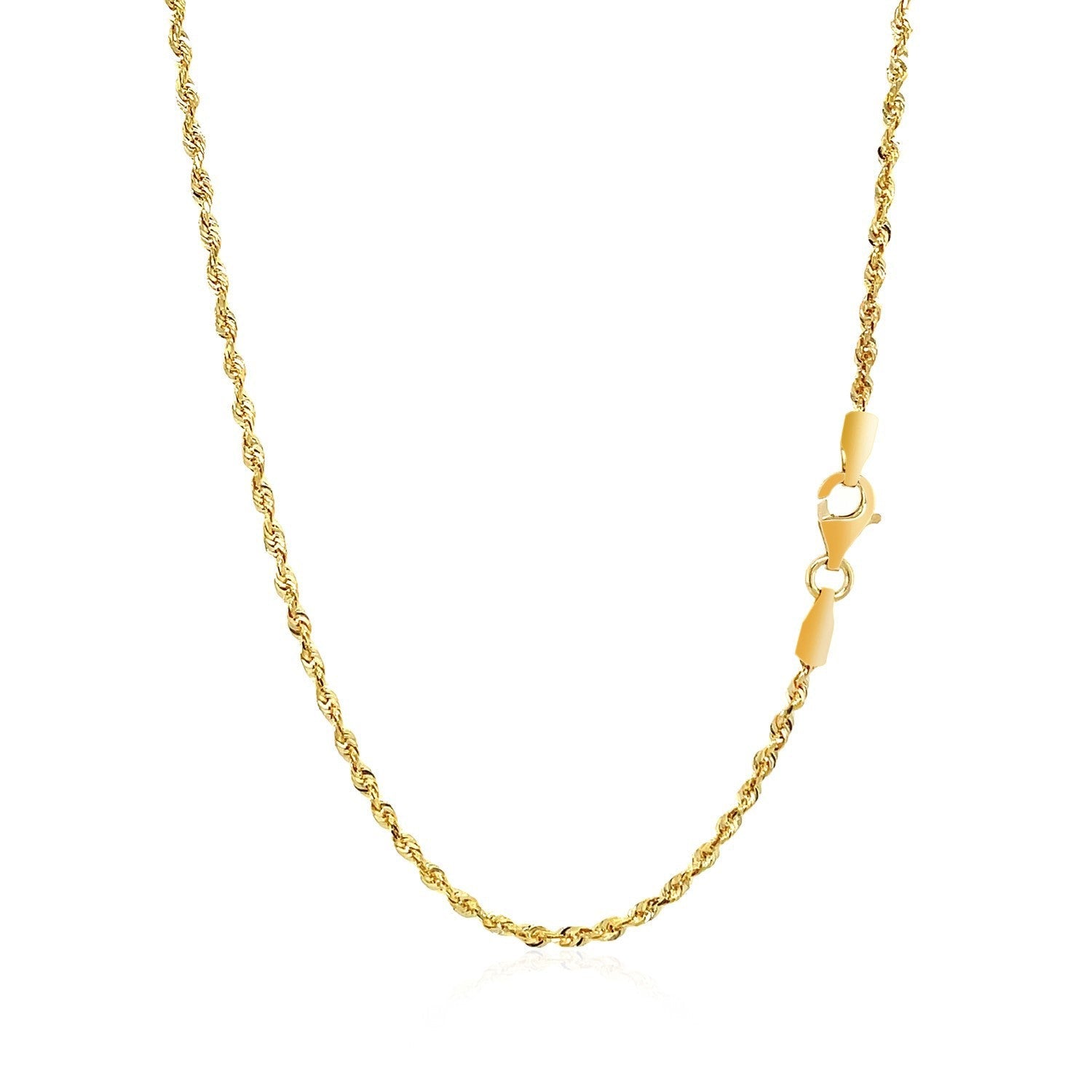 Cadena de oro amarillo macizo de 14k y 2,0 mm con corte de diamante