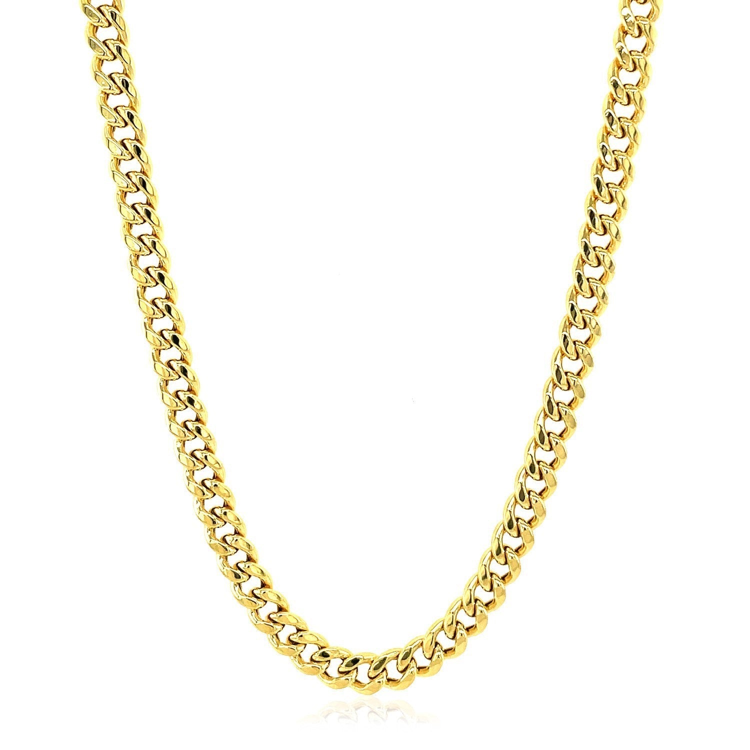 Cadena Cubana Miami Semisólida de Oro Amarillo de 10k (4.50 mm)