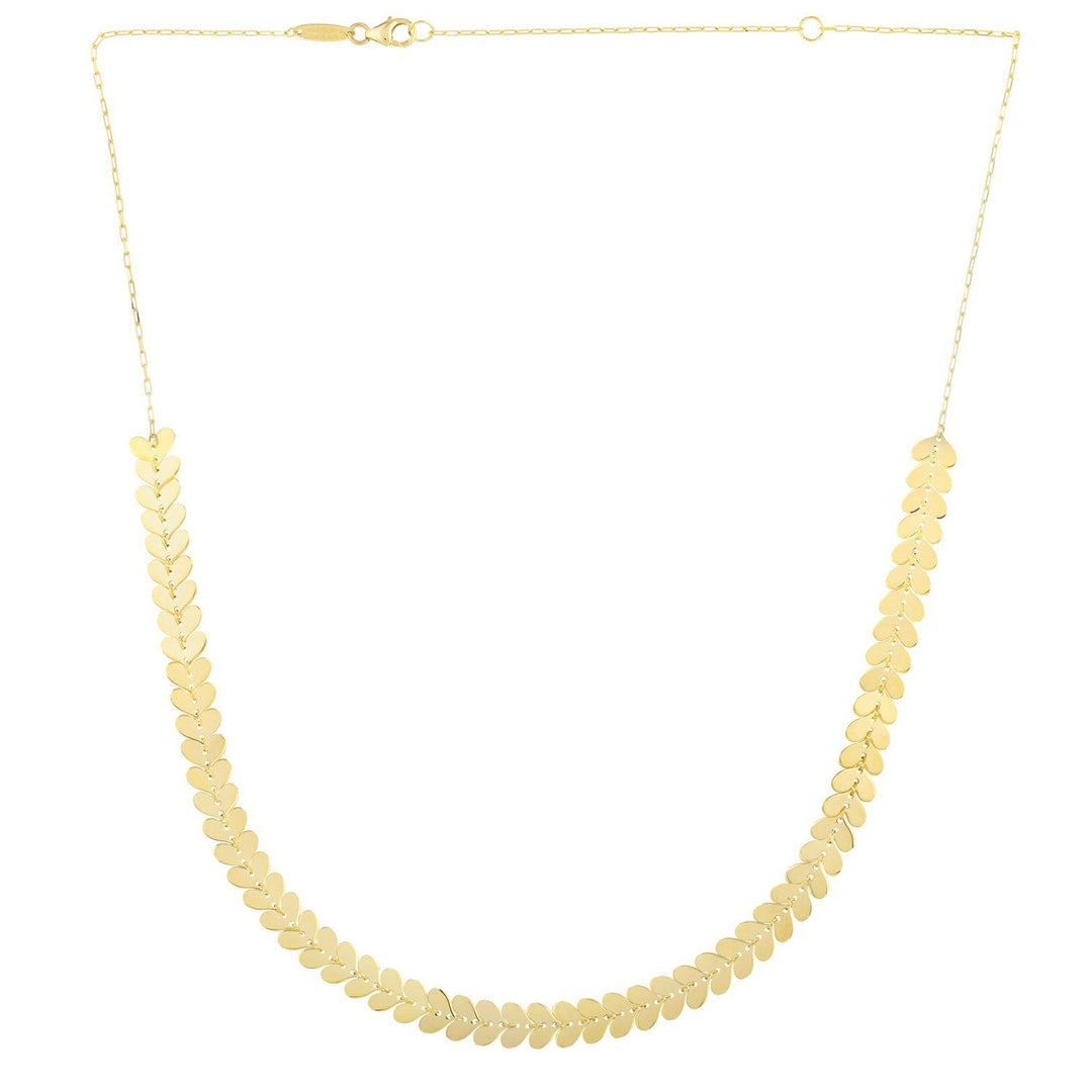 14k Yellow Gold Polished Heart Link Chain Necklace