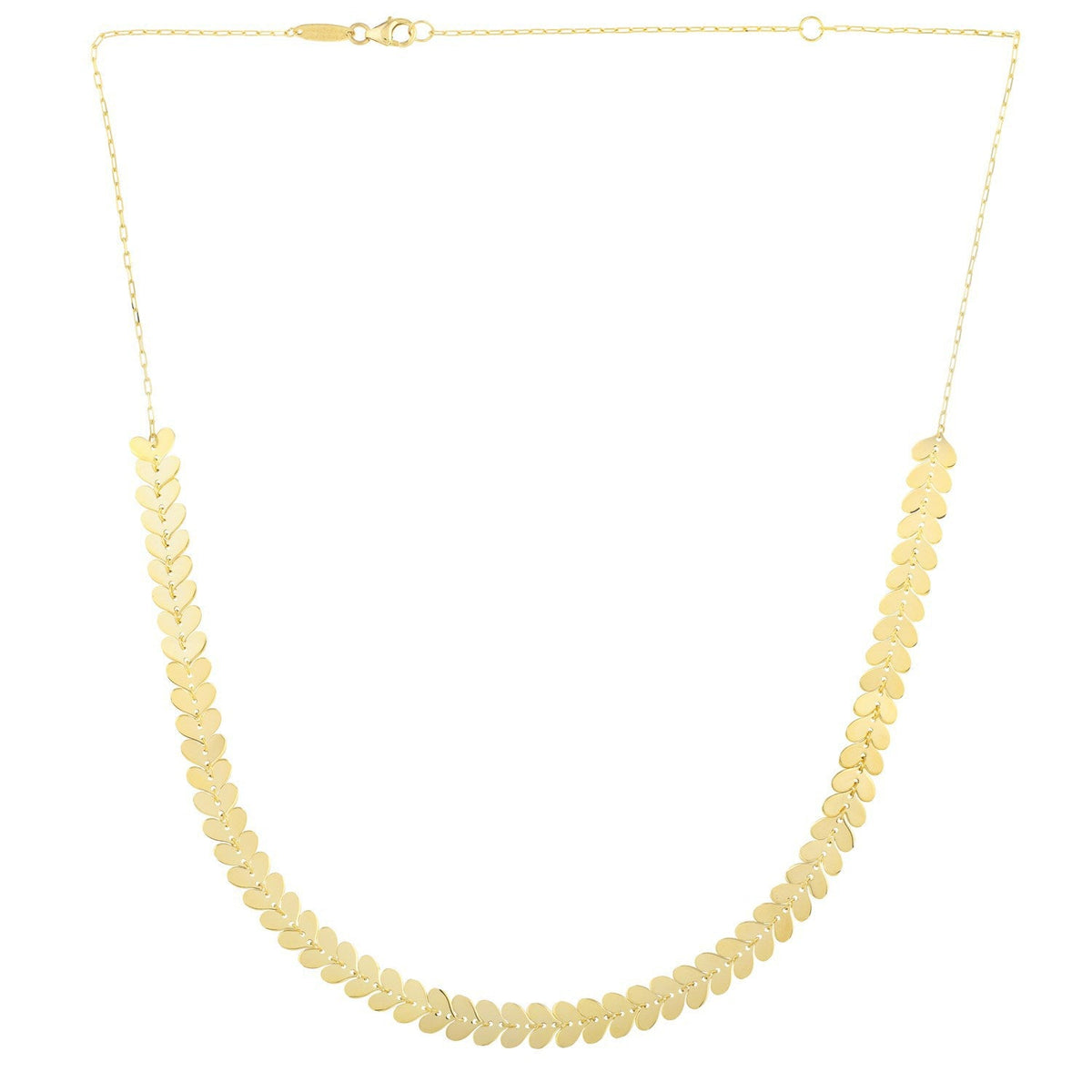 Collar de cadena con eslabones de corazón pulidos de oro amarillo de 14k