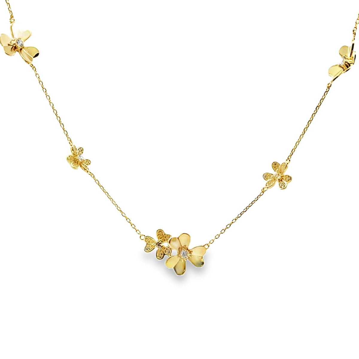 Colgante de flor de circonita cúbica auténtica de plata de ley