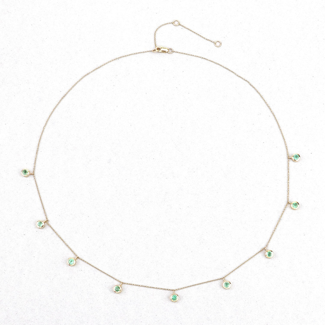 0.90 Carat Genuine Zambian Emerald 10K Yellow Gold Necklace
