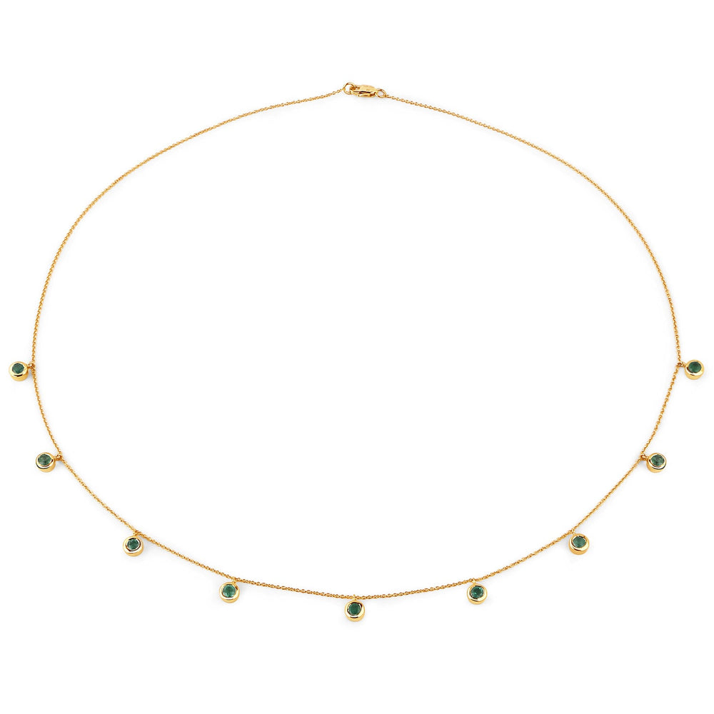 0.90 Carat Genuine Zambian Emerald 10K Yellow Gold Necklace
