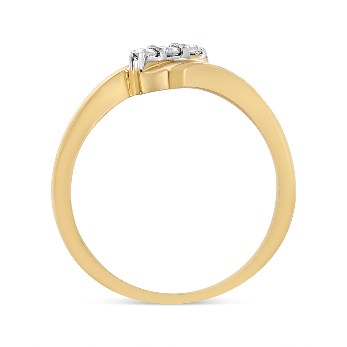 Anillo de cóctel de moda de tres piedras con diamantes de 1/10 Cttw (color I-J, claridad I2-I3) en oro amarillo de 10K sobre plata de ley .925 - Talla 6