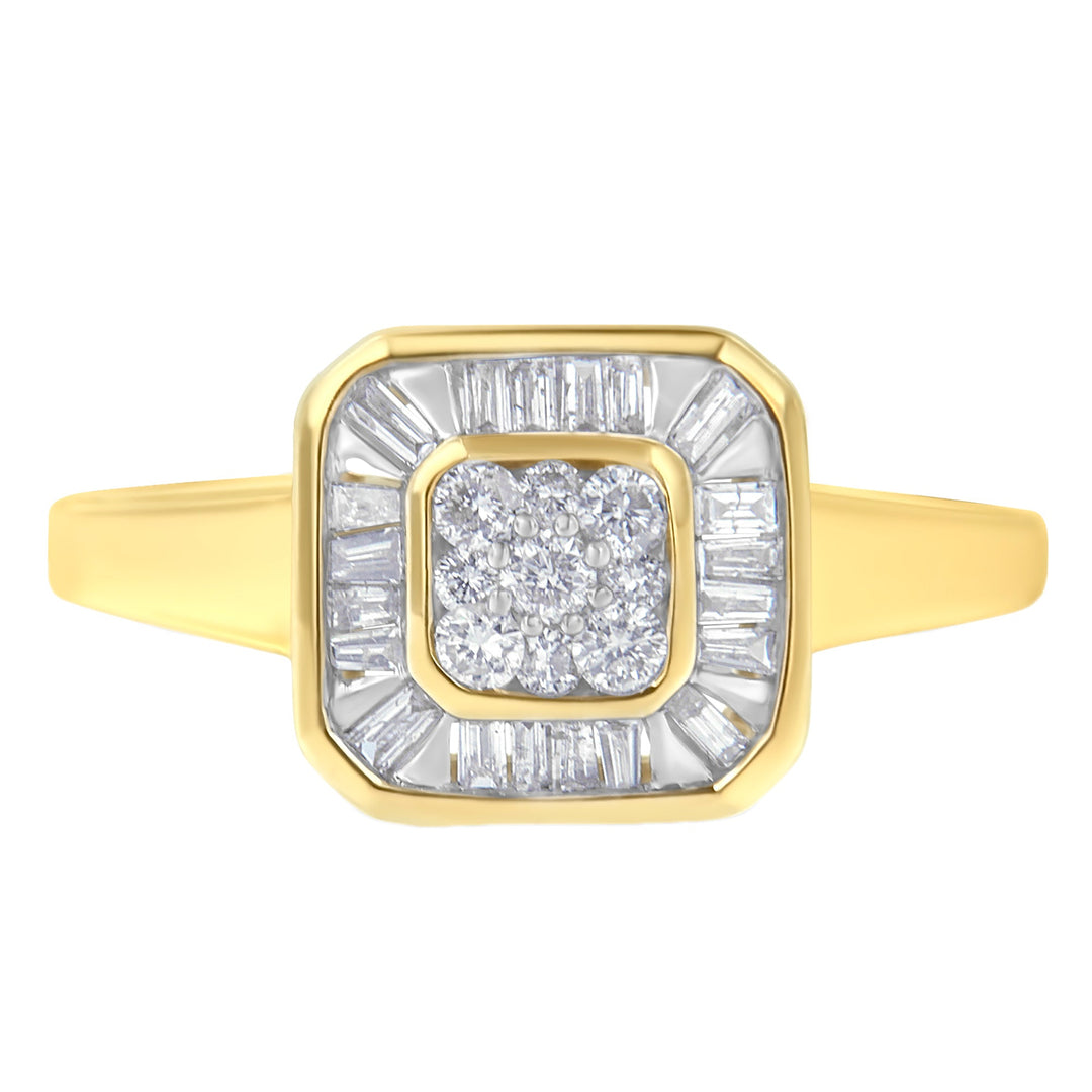 10K Yellow Gold Diamond Cocktail Ring (1/2 Cttw, I-J Color, SI2-I1 Clarity) - Size 6