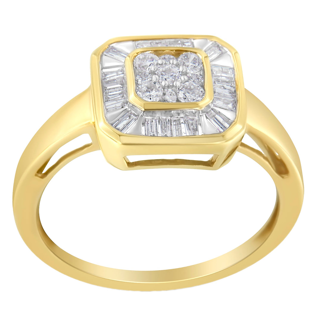 10K Yellow Gold Diamond Cocktail Ring (1/2 Cttw, I-J Color, SI2-I1 Clarity) - Size 6