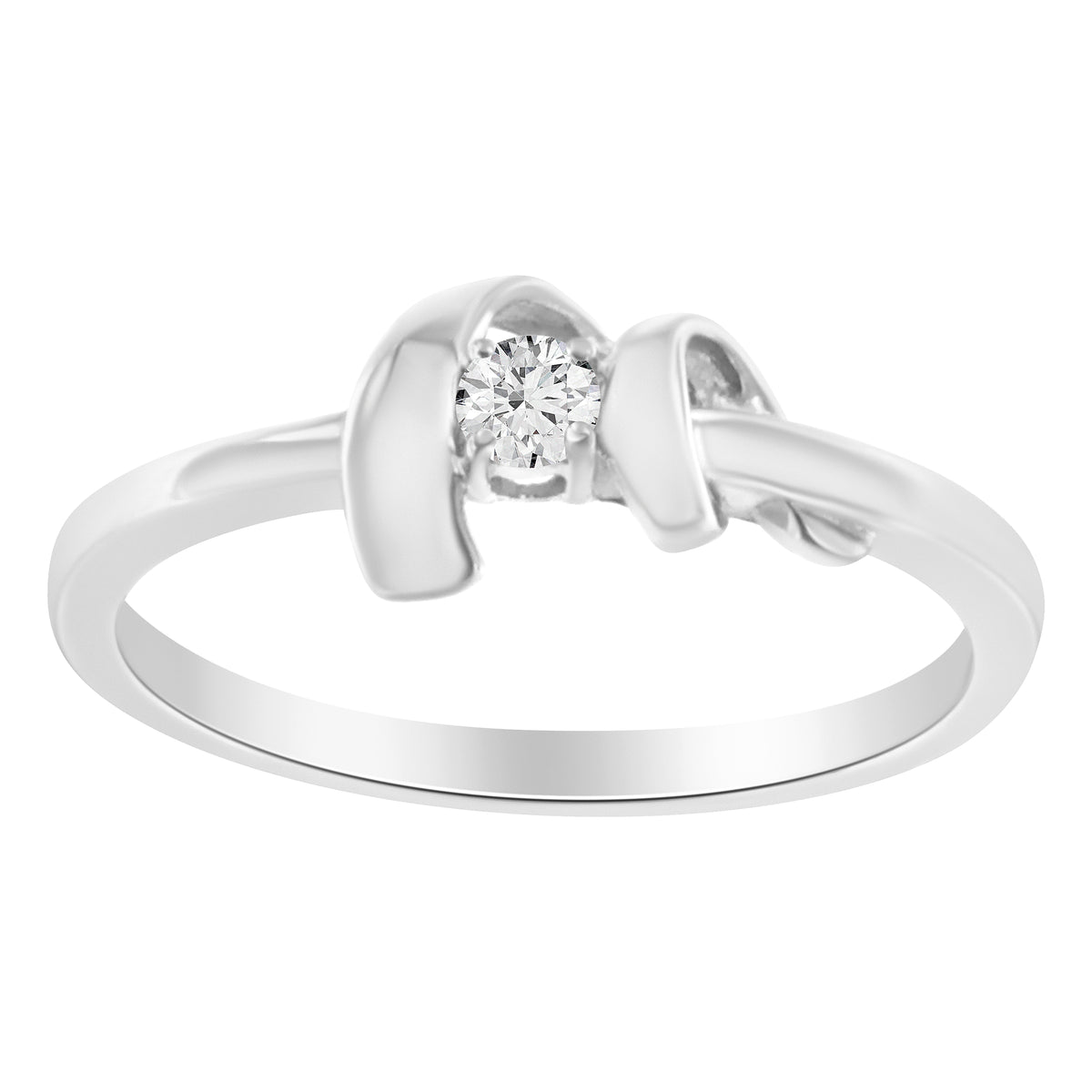 Anillo de promesa de oro blanco de 10K con diamante (1/10 Cttw, color H-I, claridad SI2-I1) - Talla 6